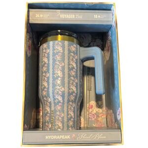 Hydrapeak Voyager 25oz Floral Bloom Limited Edition Insulated Tumbler Blue New